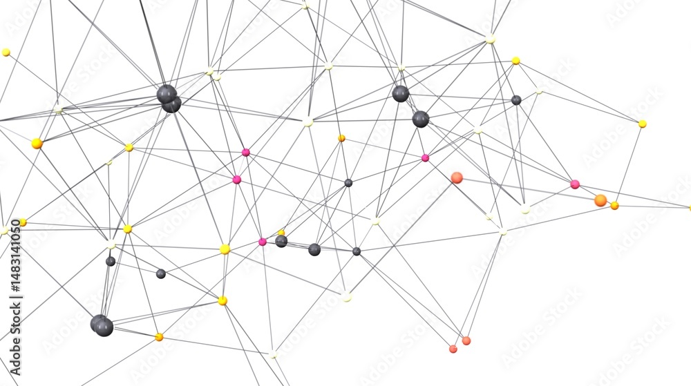 Poster Stock photo of an abstract network connection graphic with dots and lines. Ideal for technology, communication, and connection concepts.