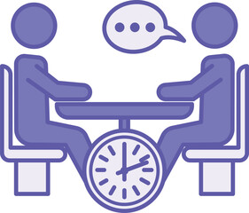 Colored Deliberation Icon. Vector Illustration. People Talking Around the Table. Meeting, Communication, Hours, Solving Problems. Speaking Concept