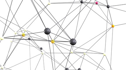 3D rendering of a complex network. Ideal for technology, connection, and global communication concepts.