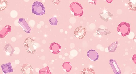 Pink Pastel Gemstone Seamless Pattern
