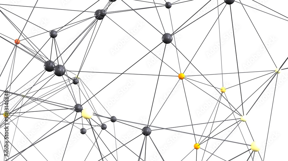 Poster Stock photo of a complex network with interconnected nodes. Ideal for technology, communication, and connection concepts.