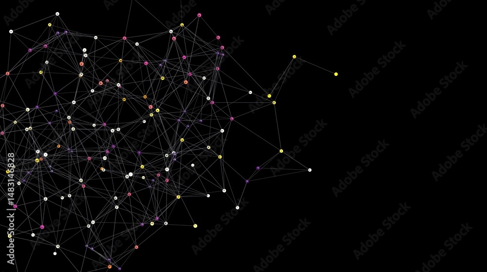 Poster Abstract background with connected dots and lines. Network, technology, communication concept.