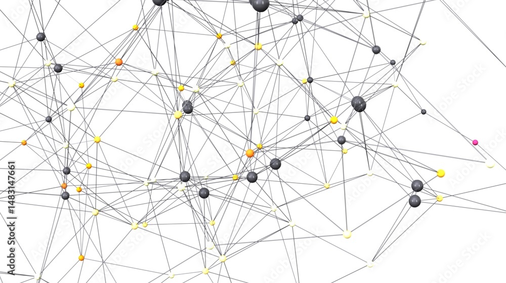 Poster Abstract image depicting interconnected nodes and complex network relationships. Ideal for technology, data science, and networking concepts.