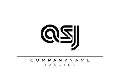 ASJ Creative Unique Modern Letter Logo Design. Stylized logo featuring a unique letter design, presenting abstract minimalist aesthetics and modern appeal.