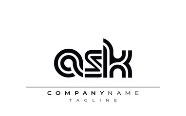 ASK Creative Unique Modern Letter Logo Design. Stylized logo featuring a unique letter design, presenting abstract minimalist aesthetics and modern appeal.