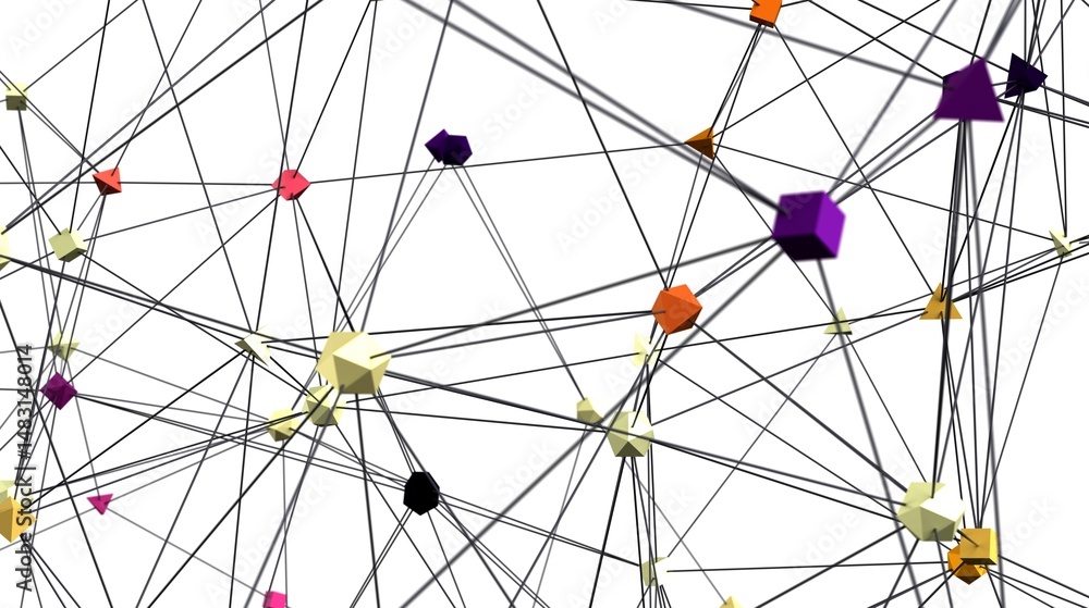 Fototapete Abstract image of a complex network with interconnected nodes. Ideal for technology, data, or connectivity concepts.