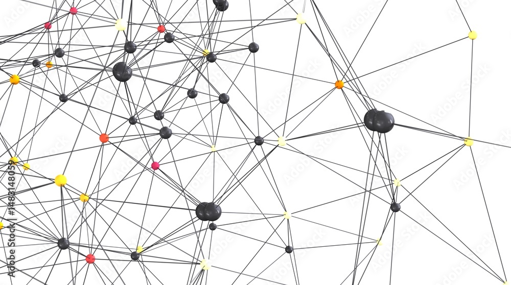 Poster Abstract image of interconnected nodes representing network, data, or connections. Ideal for technology, business, and communication concepts.