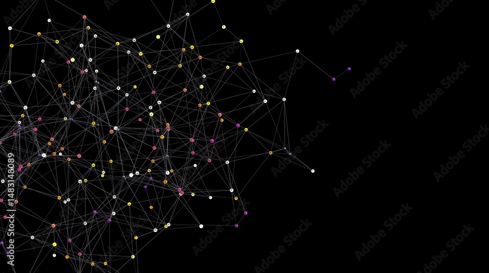 Leinwandbilder Abstract background with colorful nodes and connections. Perfect for technology, network, and connection concepts.