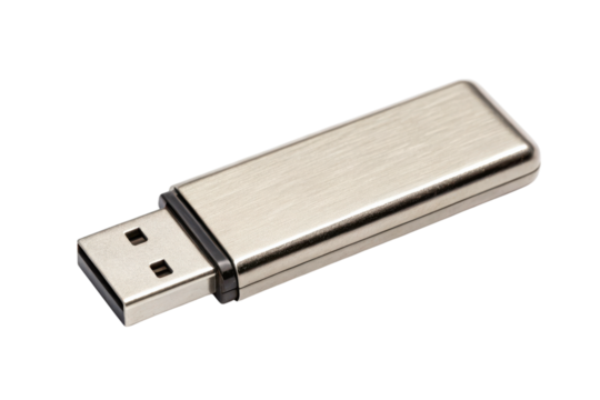 A metallic USB flash drive designed for portable data storage and easy connectivity.