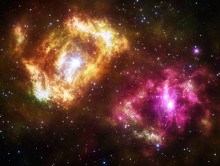 Naklejka premium Vibrant nebula surrounded by bright stars creating a stunning cosmic exploration scene