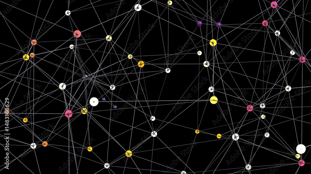 Poster Complex network visualization.  Ideal for tech, data, and connectivity concepts.