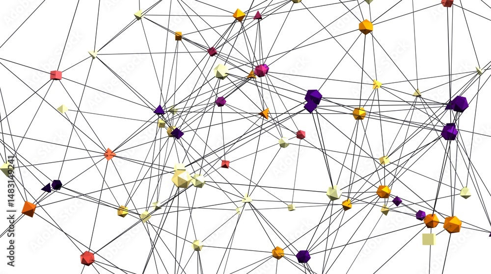 Aufkleber Abstract background with colorful nodes and connections.  Perfect for technology, network, or connection concepts.