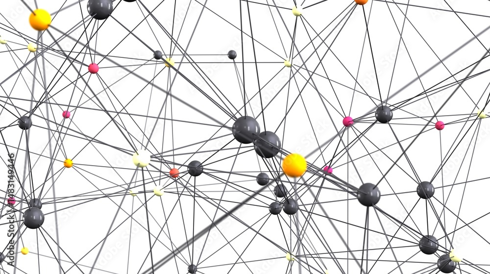Poster Abstract 3D rendering of a complex network.  Ideal for technology, connection, and global concepts.