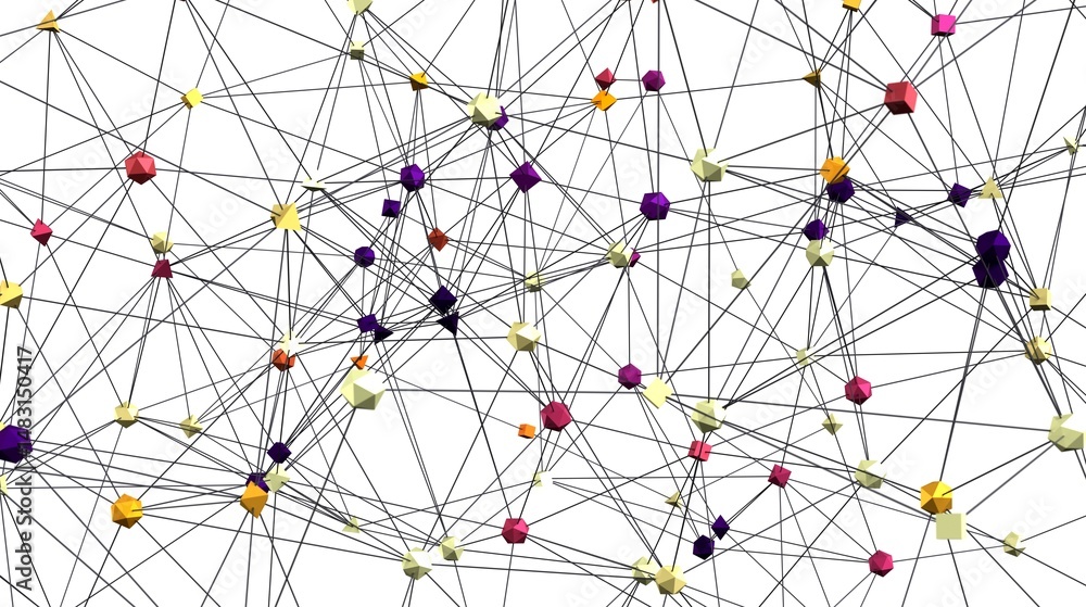 Poster Abstract background image featuring a complex network of interconnected nodes. Ideal for technology, data, and connectivity concepts.