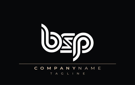 BSP Creative Unique Modern Letter Logo Design. Stylized logo featuring a unique letter design, presenting abstract minimalist aesthetics and modern appeal.