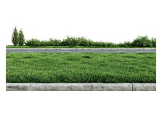 Green grassland with street