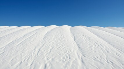 White Snow Covered Surface with Blue Sky Background in a Cold Winter Day