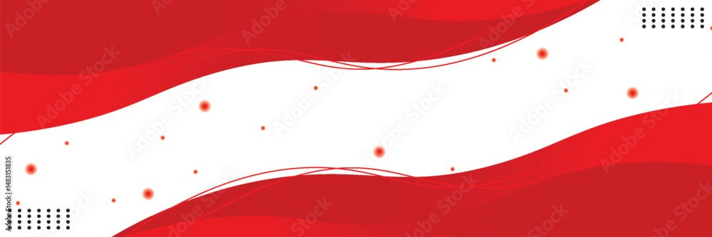 Poster dynamic geometric red shape on gradient white background