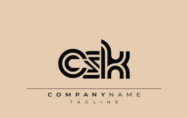 Fototapeta premium CSK Creative Unique Modern Letter Logo Design. Stylized logo featuring a unique letter design, presenting abstract minimalist aesthetics and modern appeal.