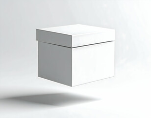 A blank white cardboard box is a single object shown on both a white background