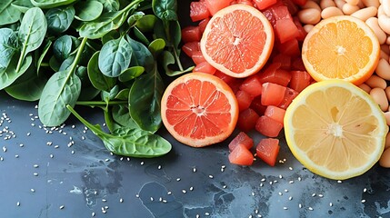 Crisp flyer for a nutrition and wellness program features a vibrant food health symbol with large blank spaces for program details encouraging healthy lifestyles