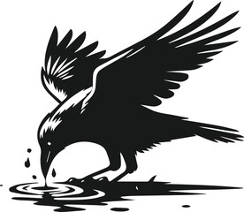 Bird vector silhouette of a crow