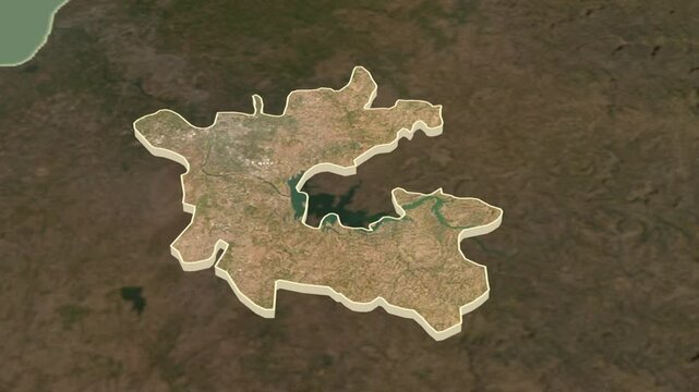 Dadra and Nagar Haveli, India, extruded. Satellite map