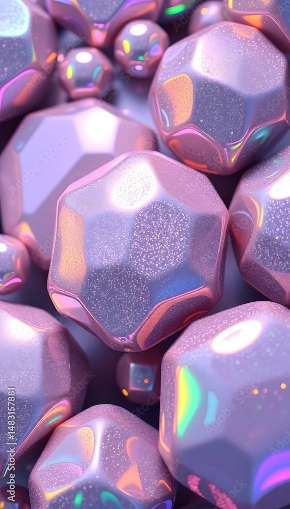 Leinwandbilder holographic shapes a futuristic design with metallic surfaces, crystal textures, and glassy reflecti