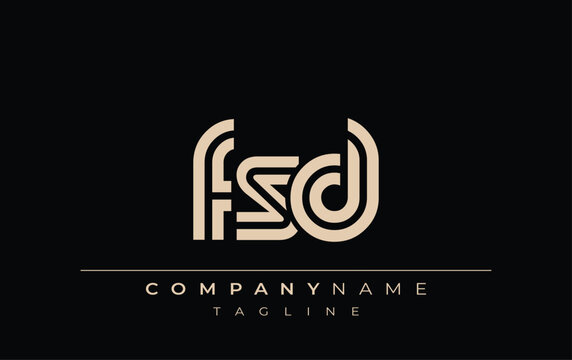 FSD Creative Unique Modern Letter Logo Design. Stylized logo featuring a unique letter design, presenting abstract minimalist aesthetics and modern appeal.
