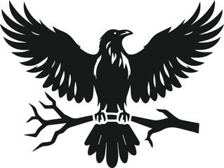 Bird vector silhouette of a crow