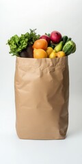 Bag of Fresh Produce on White Background