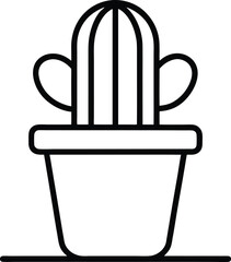 Outline icon of a cactus in a tub on TB.eps