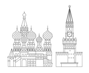 Moscow - the capital of Russia, Red Square. Kremlin and St. Basil's Cathedral. Vector illustration.