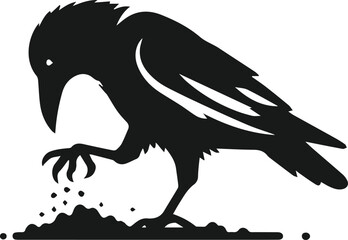 Obraz premium Bird vector silhouette of a crow