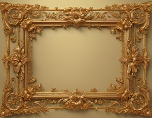 Elegant gold vintage scroll frame with intricate floral details , decoration, luxury frame, vintage design