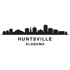 Fototapeta premium Huntsville skyline horizontal banner. Black silhouette of Huntsville, Alabama. Vector template for your design. Vector black silhouette. with white background