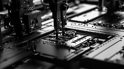 Fototapeta premium Detailed close-up view of intricate machinery components.