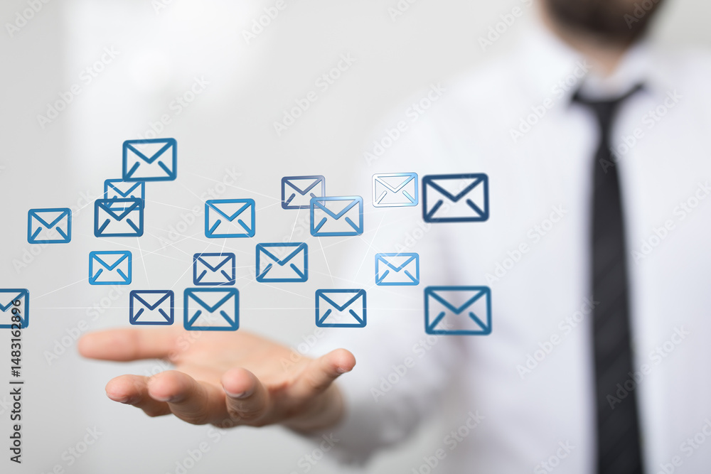 Aufkleber Image of interconnected email icons, symbolizing global communication and networking.