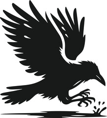 Bird vector silhouette of a crow