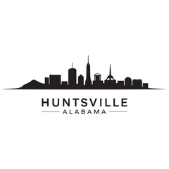 Fototapeta premium Huntsville skyline horizontal banner. Black silhouette of Huntsville, Alabama. Vector template for your design. Vector black silhouette. with white background