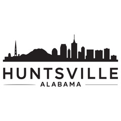 Fototapeta premium Huntsville skyline horizontal banner. Black silhouette of Huntsville, Alabama. Vector template for your design. Vector black silhouette. with white background