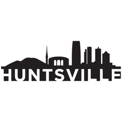 Obraz premium Huntsville skyline horizontal banner. Black silhouette of Huntsville, Alabama. Vector template for your design. Vector black silhouette. with white background