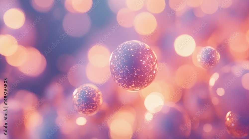 Poster colorful and luminous spheres create an enchanting visual display, evoking a dreamy and ethereal atm