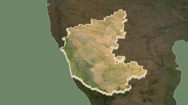 Karnataka, India, extruded. Satellite map