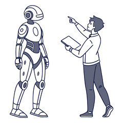 Futuristic Robot Assistant Vector Design.