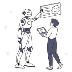 Futuristic Robot Assistant Vector Design.