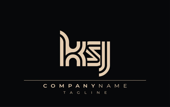 KSJ Creative Unique Modern Letter Logo Design. Stylized logo featuring a unique letter design, presenting abstract minimalist aesthetics and modern appeal.