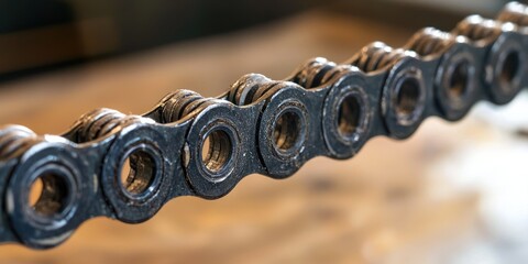 Bicycle chain being repaired in garage