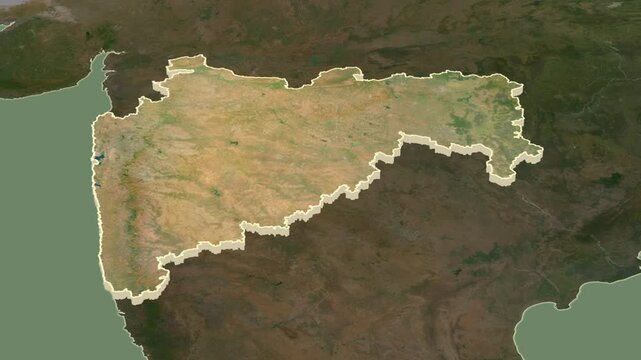 Maharashtra, India, extruded. Satellite map