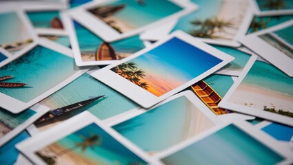Tropical beach photos collection highlighting vacation memories and travel destinations with ocean views and palm trees for creative layouts